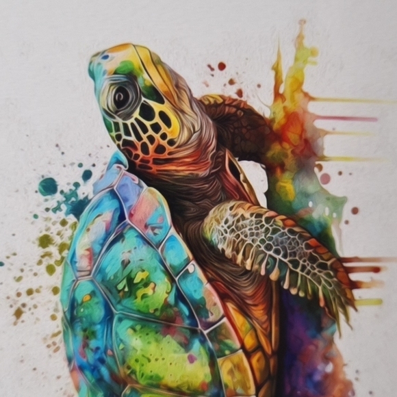 4x4 Painted Turtle Watercolor Oil Painting Wildlife Photography Print - Picture 3 of 5